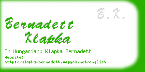 bernadett klapka business card